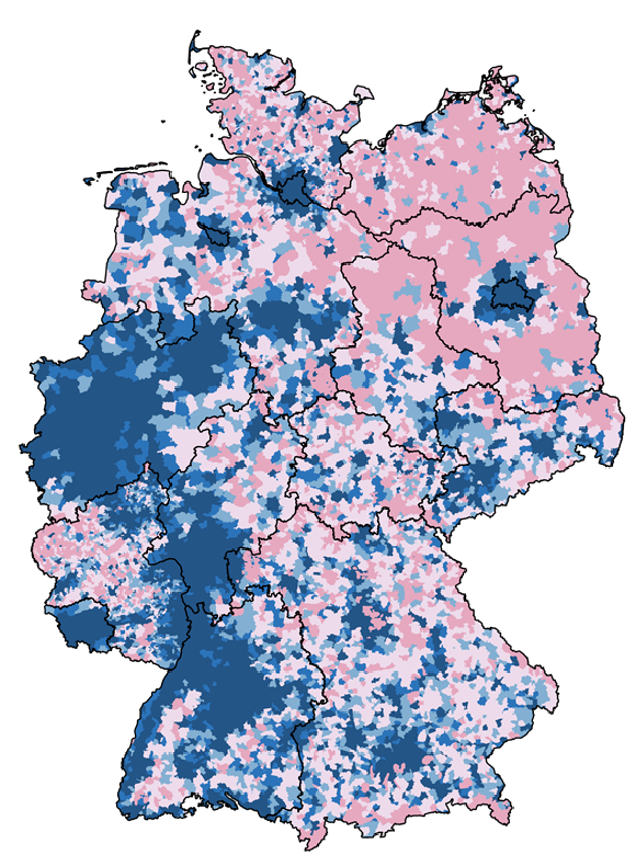 Kartenvorschau zur Bevölkerungsdichte auf Ebene der Gemeinden (verweist auf: Bevölkerungsdichte)